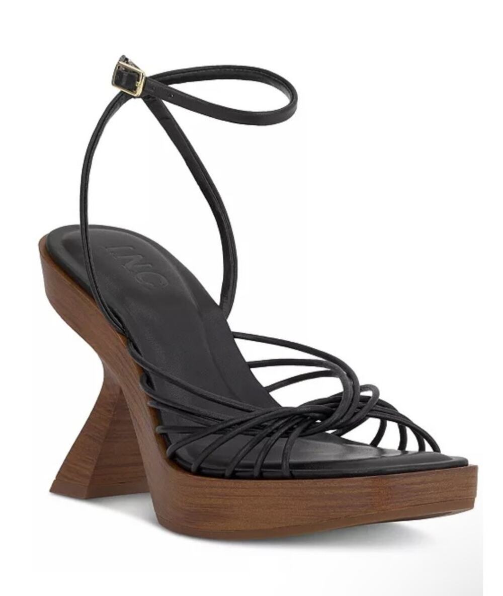 INC Rashel Black Platform Heels Women's Size 8 Ankle Strap